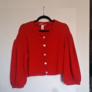 H&M Red Cable Knit Cardigan